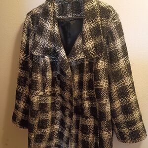 George Black and White Checkered Pea Coat